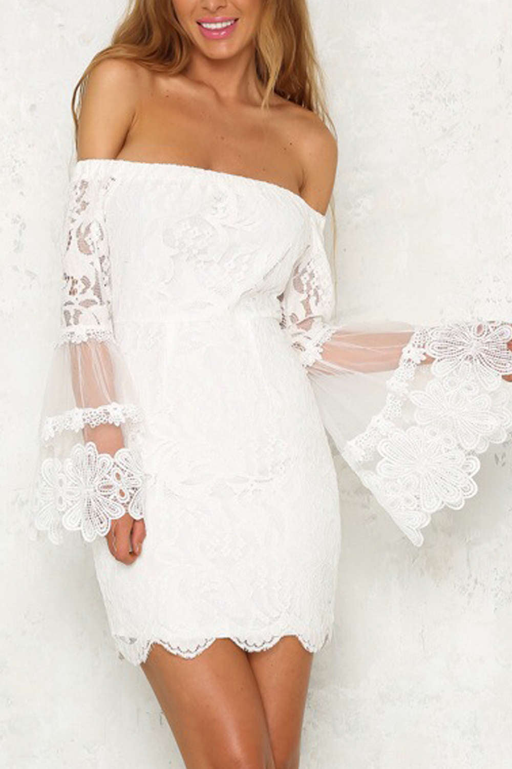 Iyasson Women's Off the Shoulder Bell Sleeves Dress