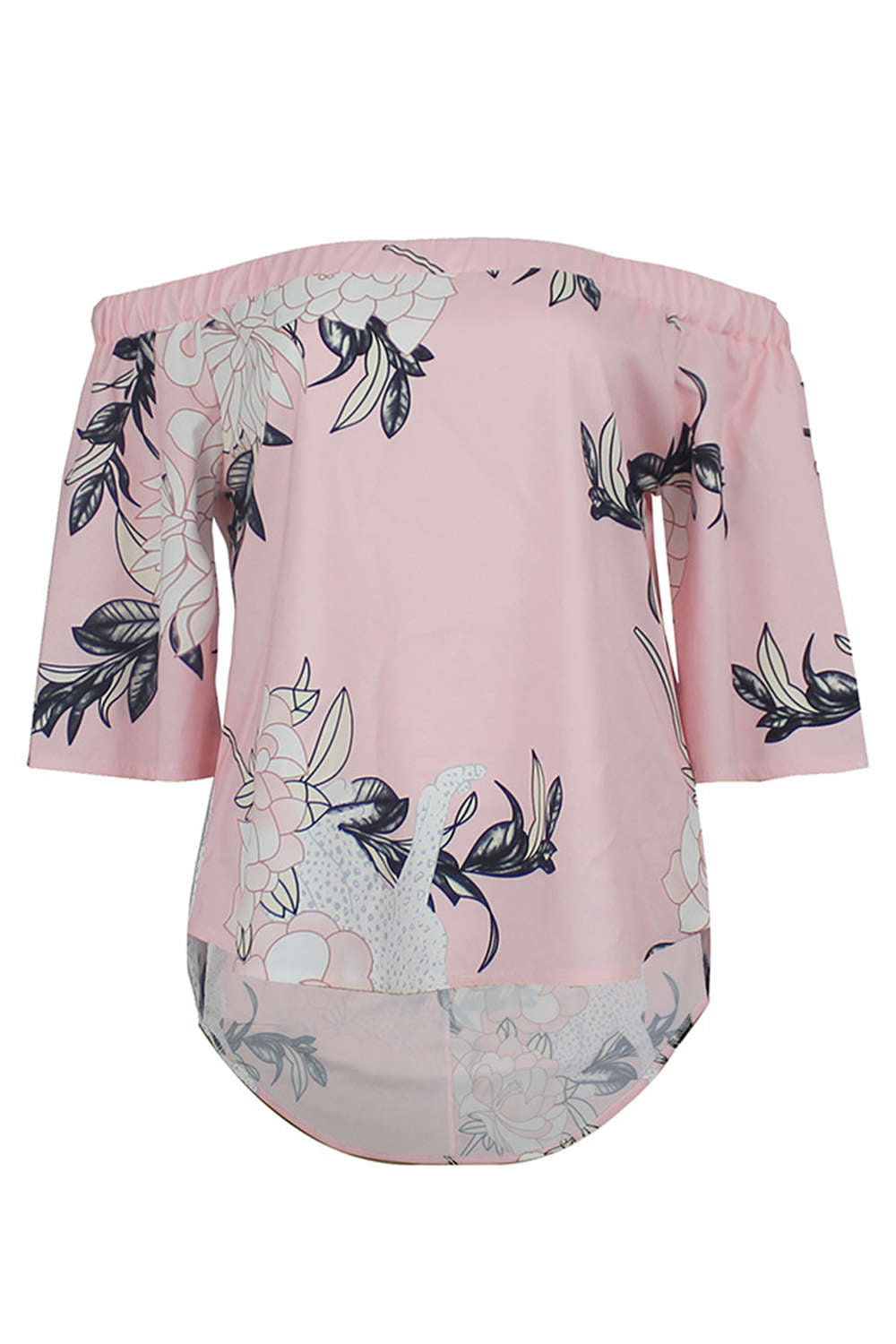 Iyasson Off Shoulder Short Sleeve Cotton Floral Top