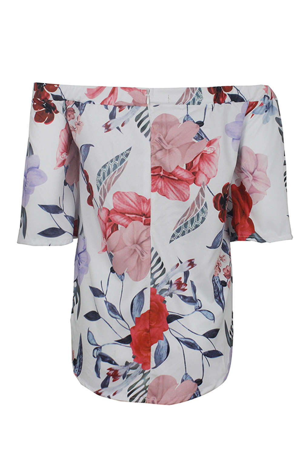 Iyasson Off Shoulder Short Sleeve Cotton Floral Top