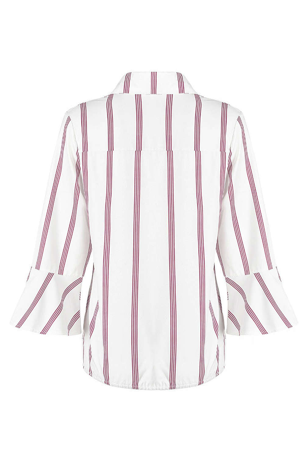 Iyasson V neck Long Sleeve Striped Casual Blouse