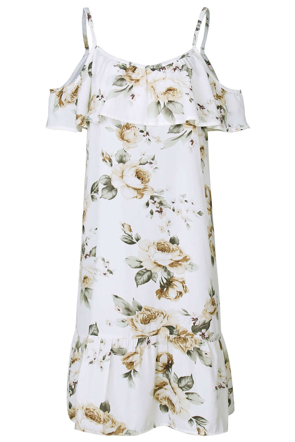 Iyasson Floral Printed Off Shoulder Ruffle Sleeves Mini Dress