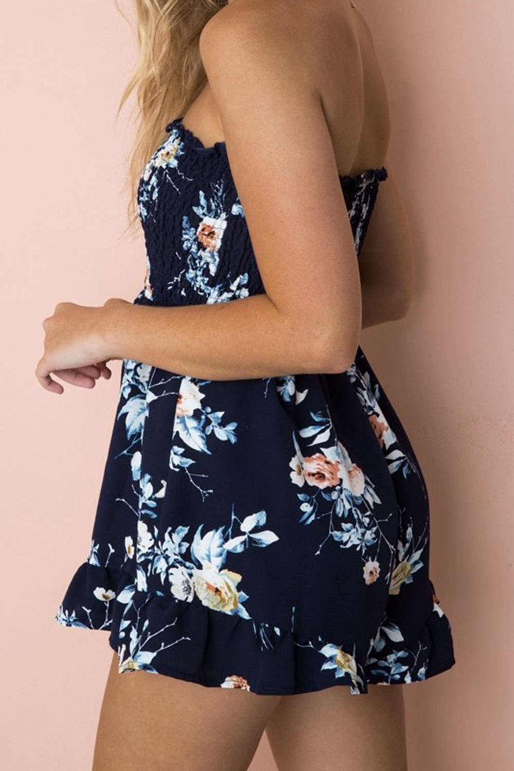 Iyasson Women Sleeveless Off Shoulder Floral Short Rompers