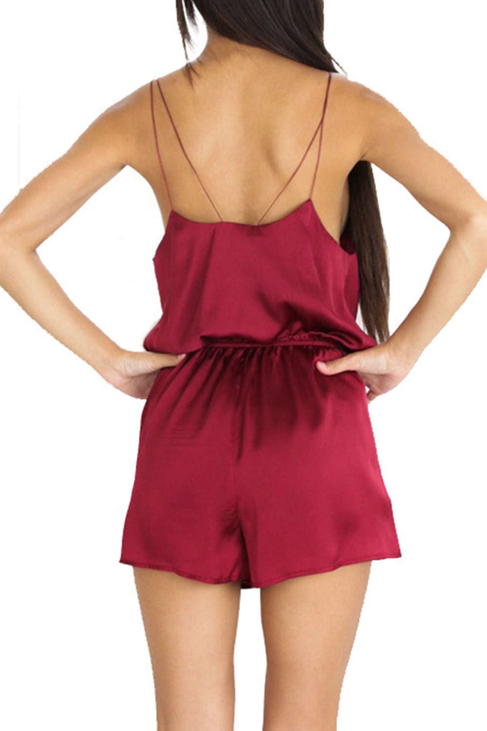 Iyasson Petite Trim Detail V-neck Beach Romper