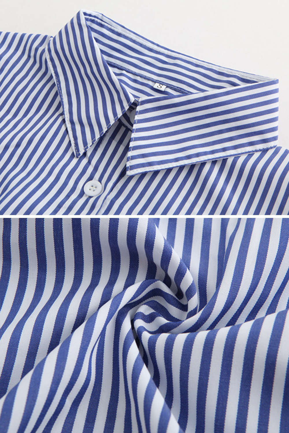 Iyasson Stripe Tie Waist Casual Shirt