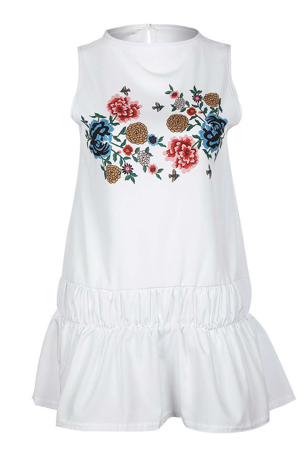 Iyasson Peplum Hem Sleeveless Floral Dress
