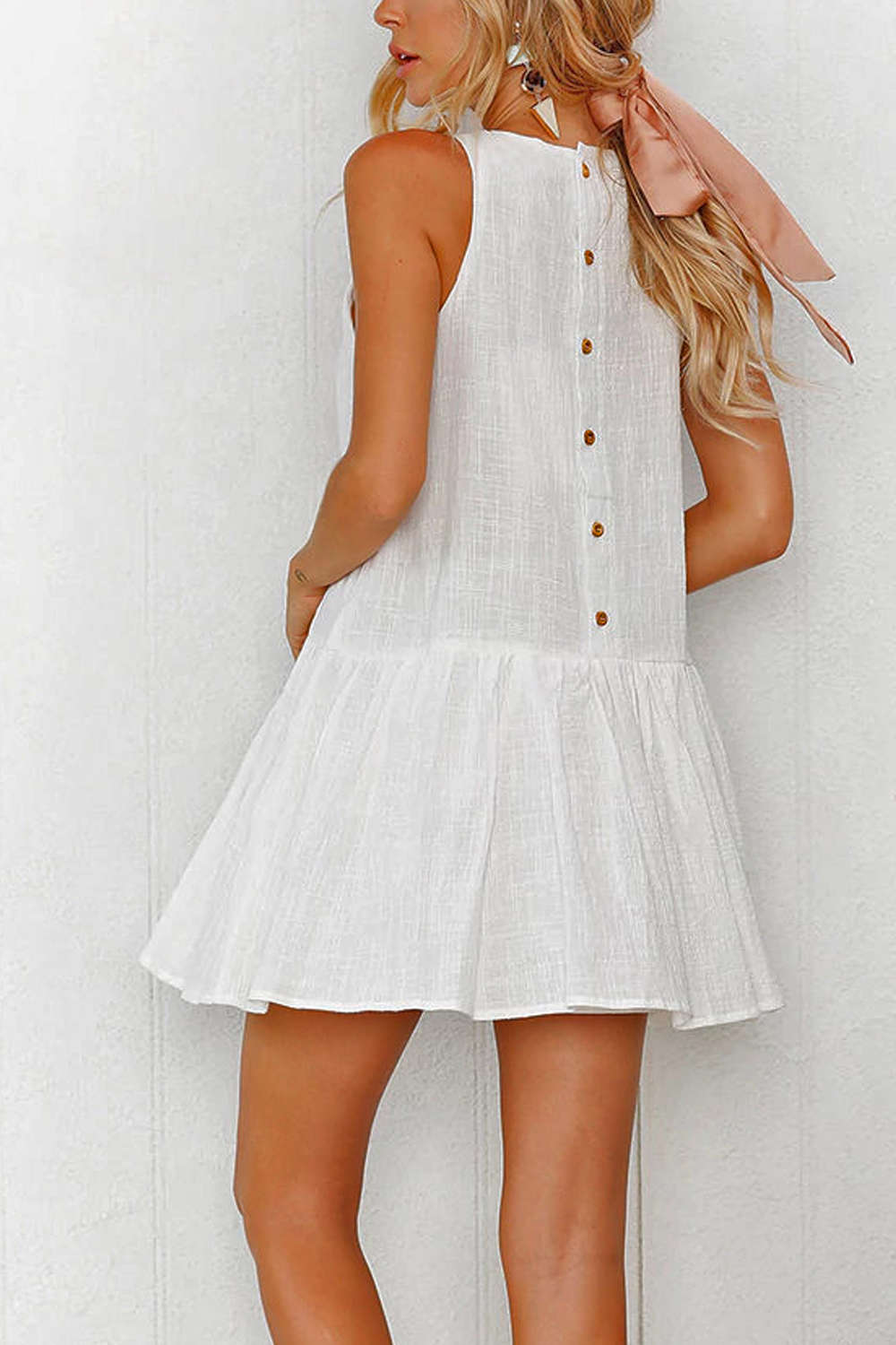 Iyasson Cute Peplum Hem Floral Tent Dress