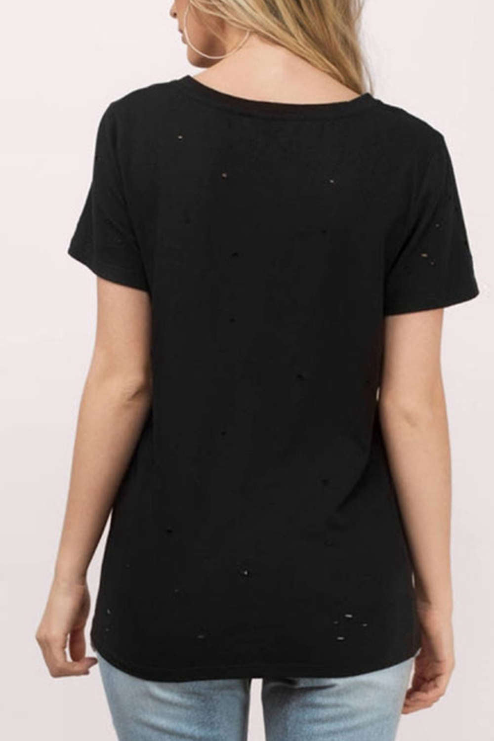 Iyasson Short Sleeve V Neck Cutout Tee