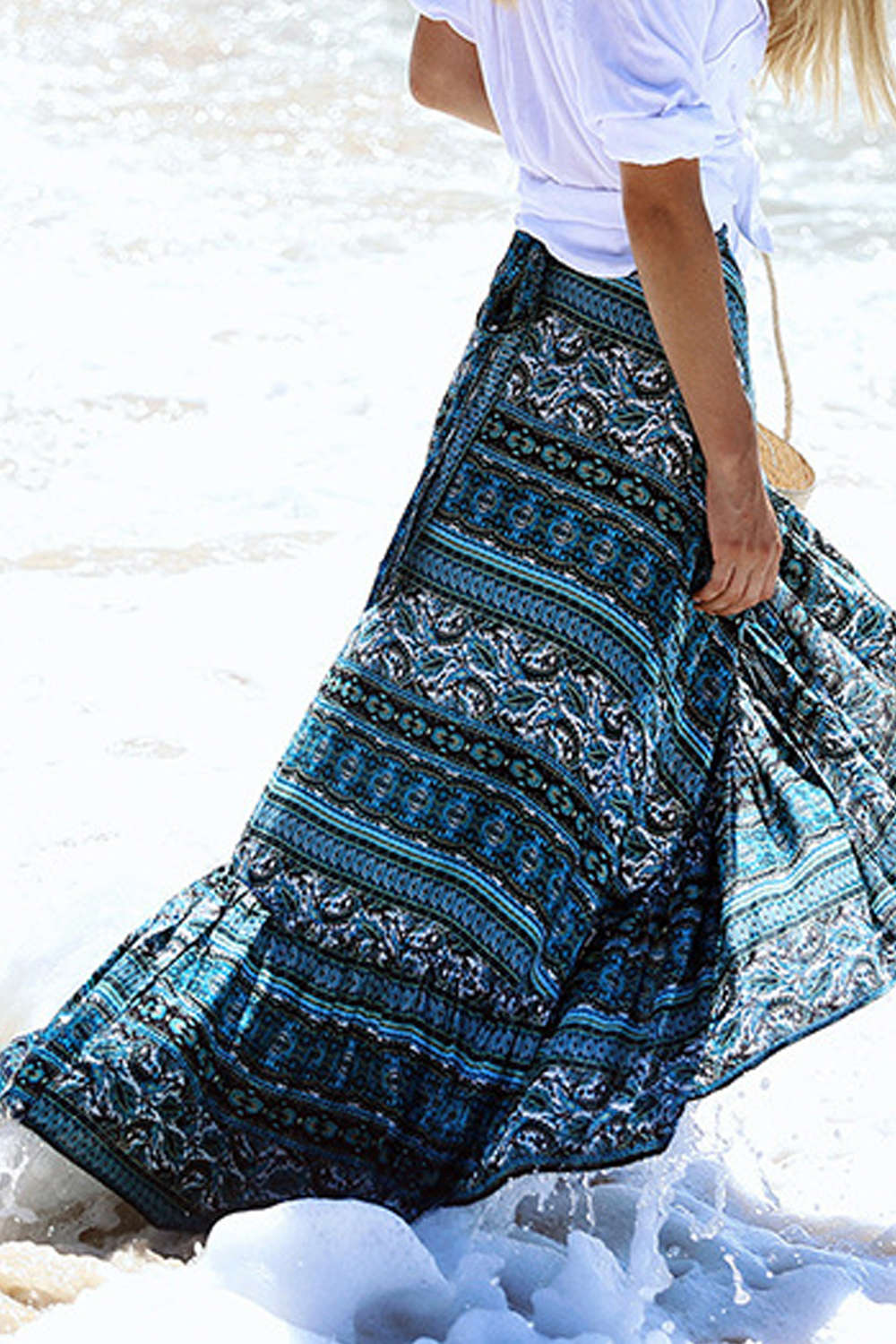 Iyasson Womens Bohemian Faux Wrap Skirt