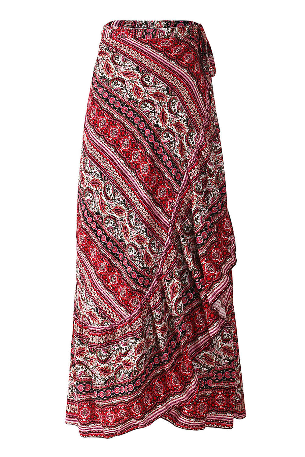 Iyasson Womens Bohemian Faux Wrap Skirt