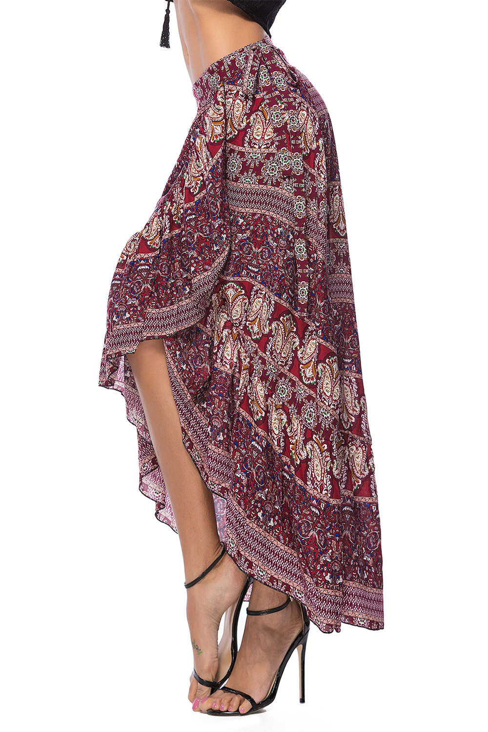 Iyasson Womens Bohemian Faux Wrap Skirt