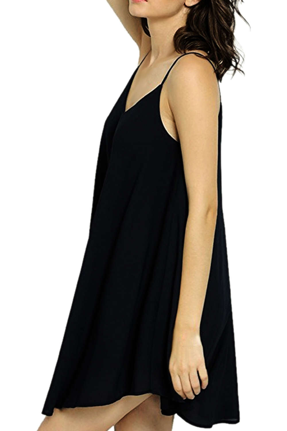 Iyasson Women Solid Color Sleeveless Short Dress