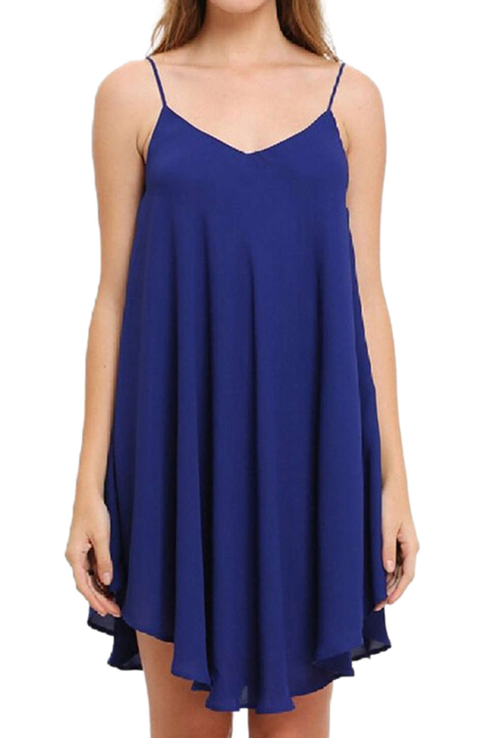 Iyasson Women Solid Color Sleeveless Short Dress