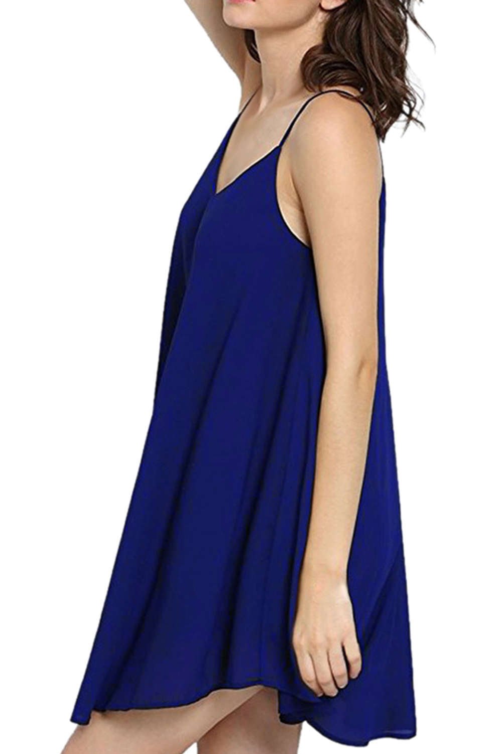 Iyasson Women Solid Color Sleeveless Short Dress