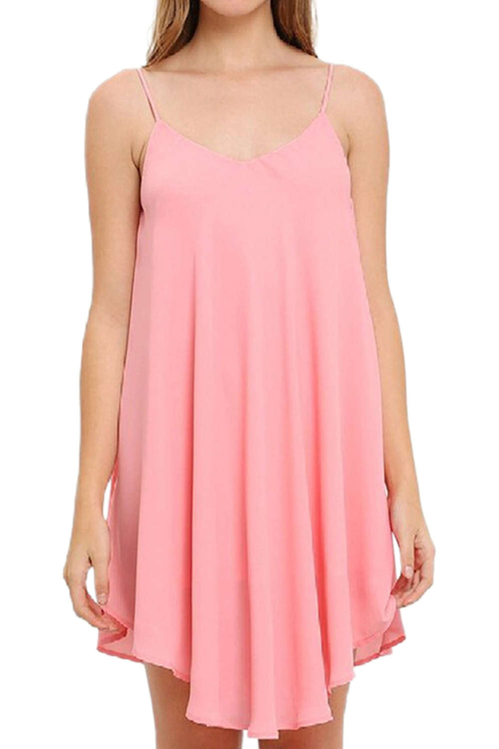 Iyasson Women Solid Color Sleeveless Short Dress