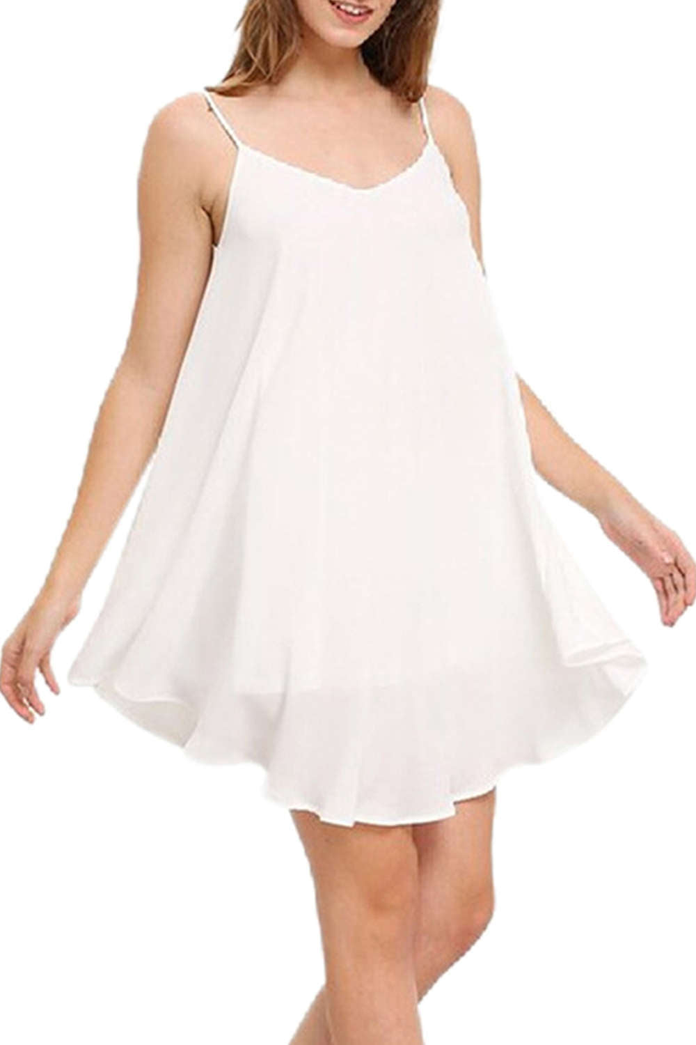 Iyasson Women Solid Color Sleeveless Short Dress