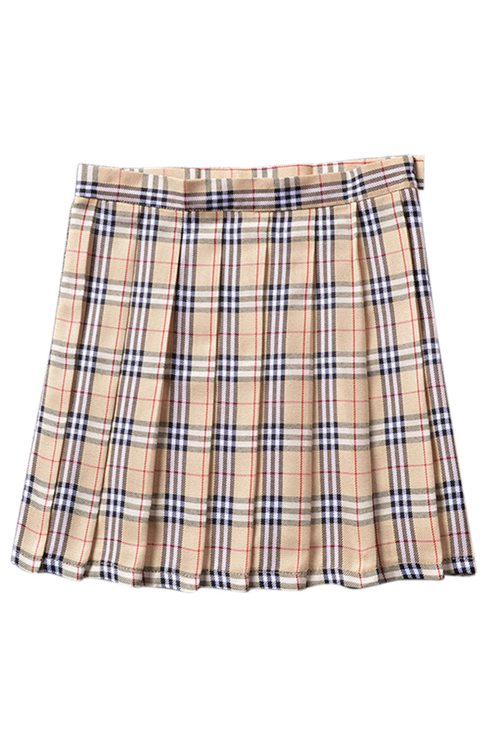 Iyasson Women Petite Pleated Check Mini Skirt