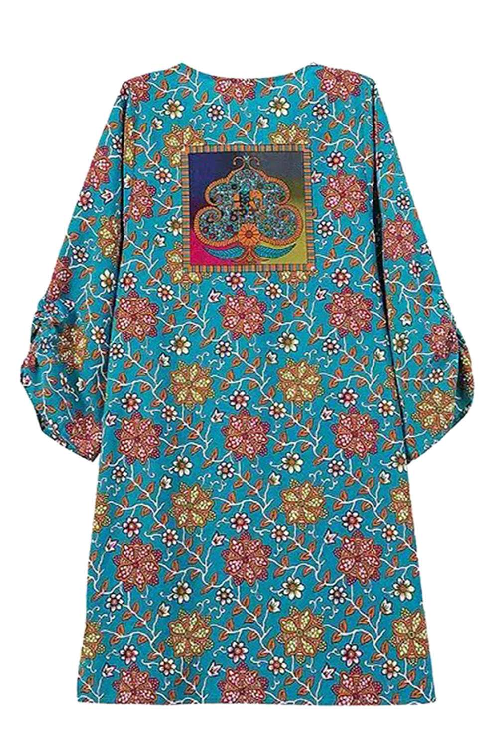 Iyasson Vintage Floral V-Neck Tassel Loose Dress