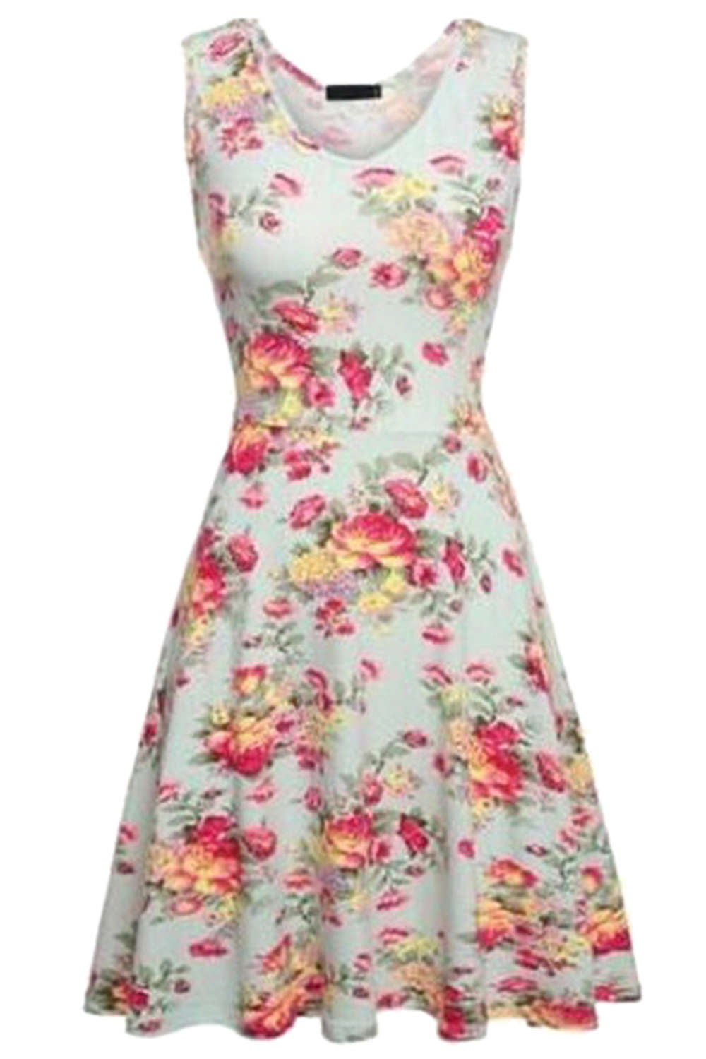 Iyasson Vintage Floral Sleeveless A-line Mini Dress