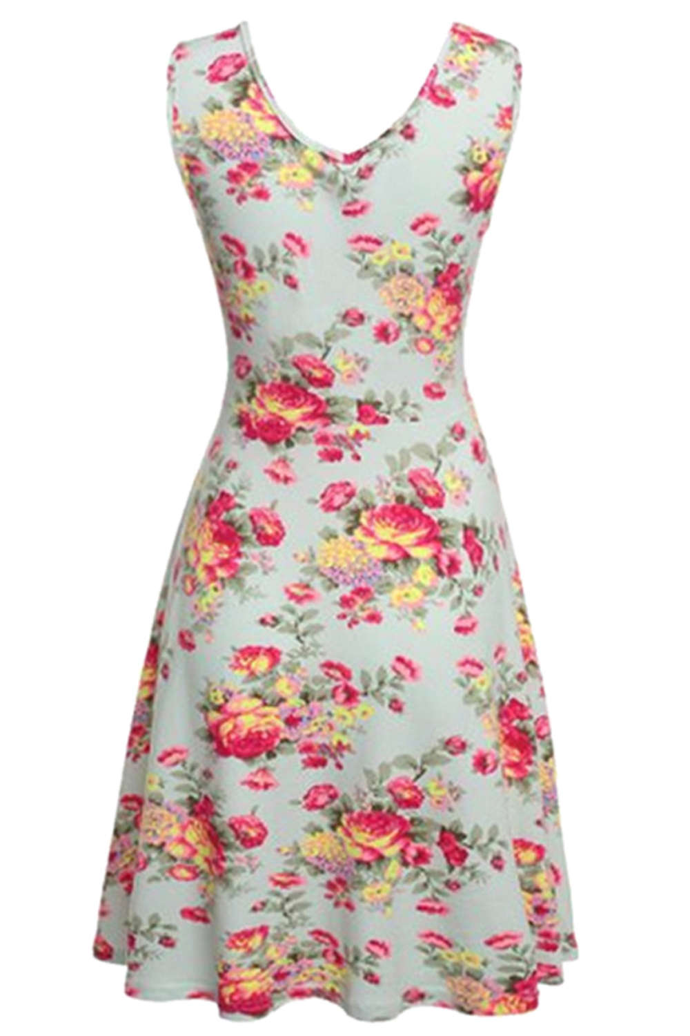 Iyasson Vintage Floral Sleeveless A-line Mini Dress