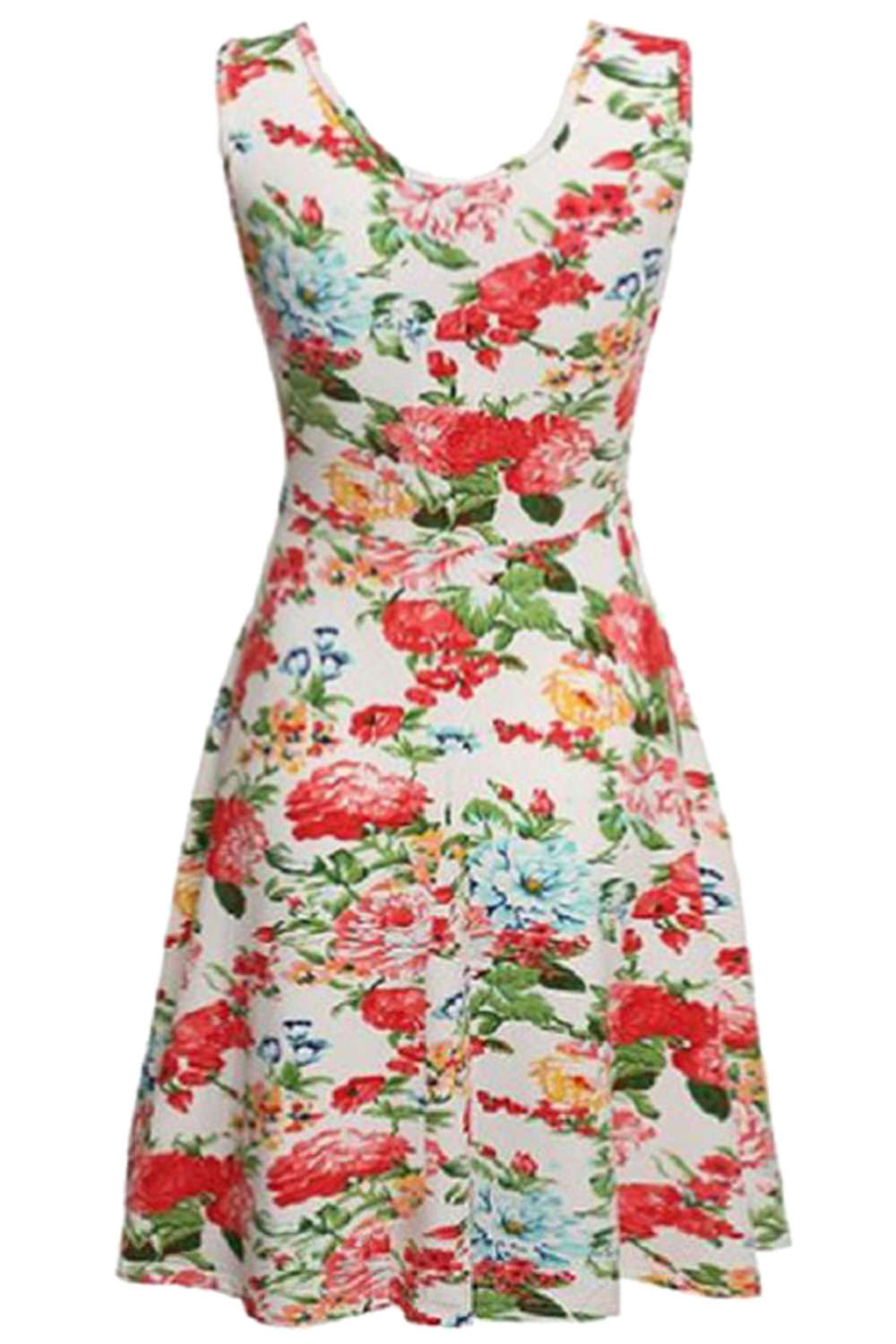 Iyasson Vintage Floral Sleeveless A-line Mini Dress