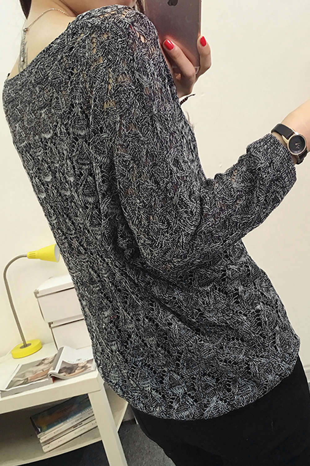 Iyasson Long Sleeve Loose Pullover Knitted Sweater