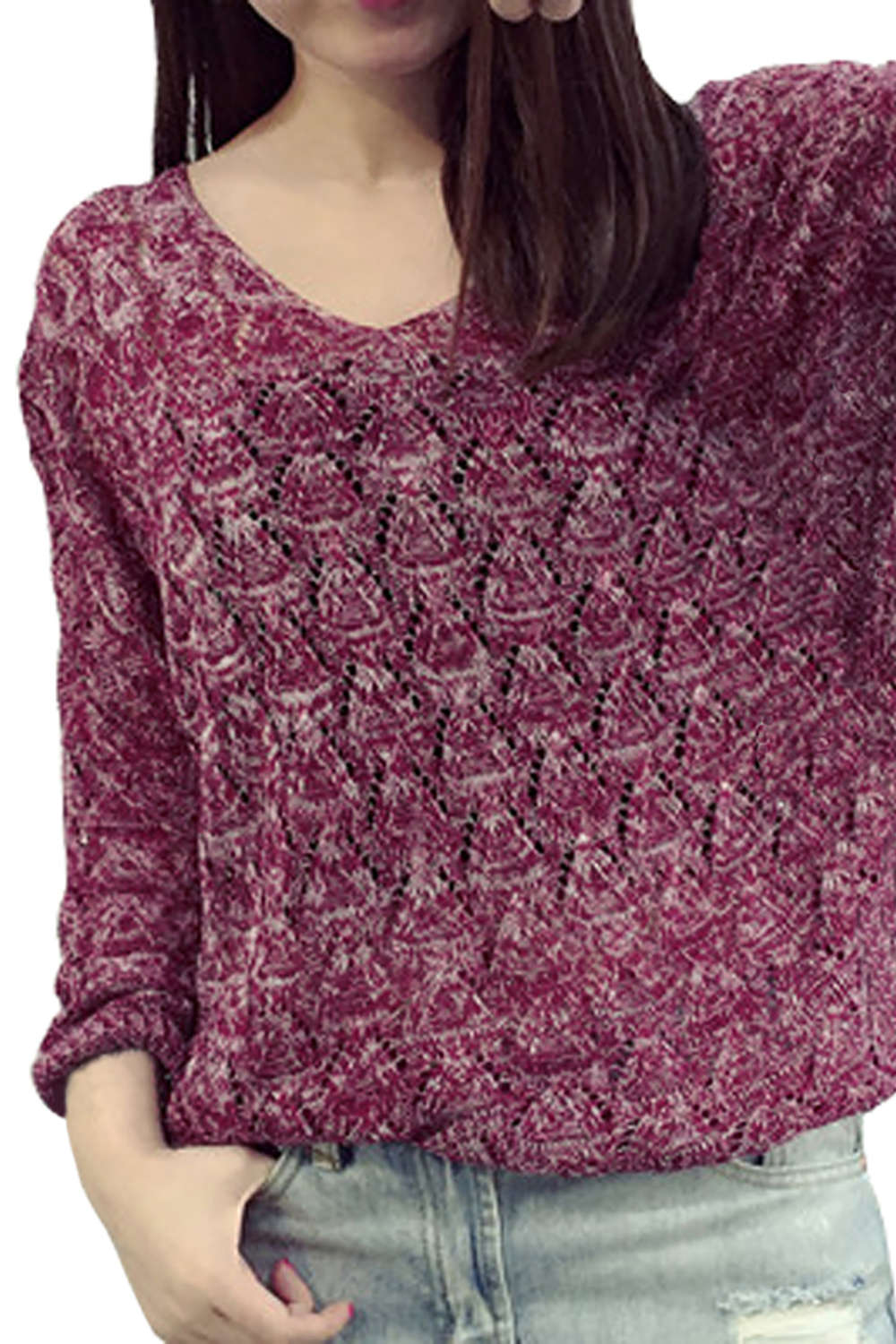 Iyasson Long Sleeve Loose Pullover Knitted Sweater