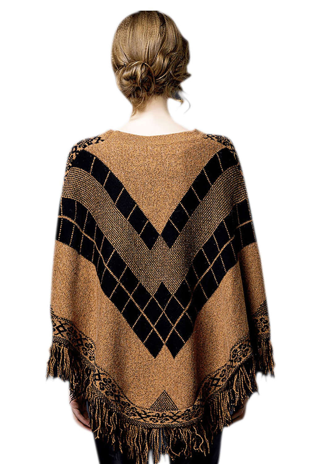 Iyasson Cute Tassel Poncho Batwing Cape Shawls Sweater