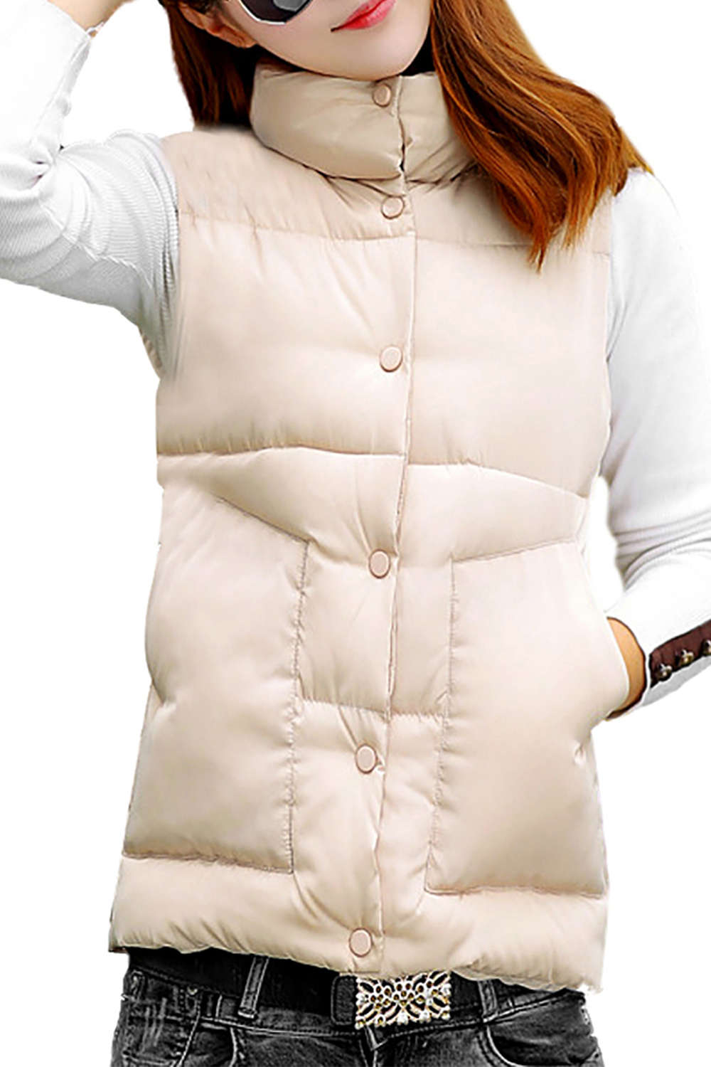 Iyasson Womens Front Button Vest Coat