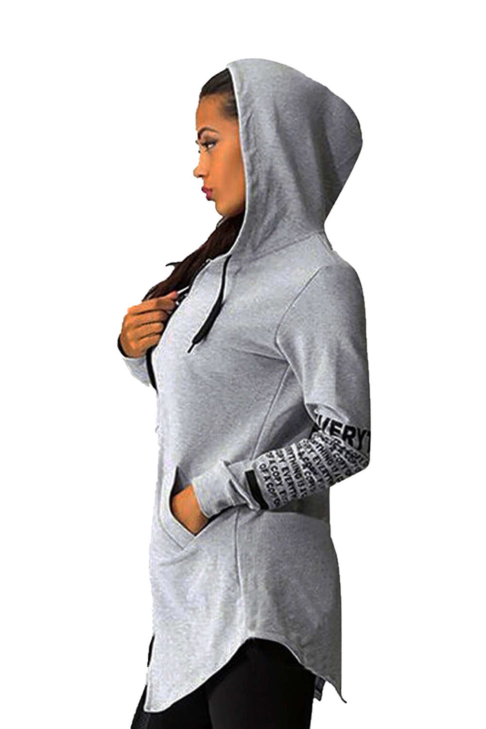 Iyasson Front Zip Long Sleeve Hoodie