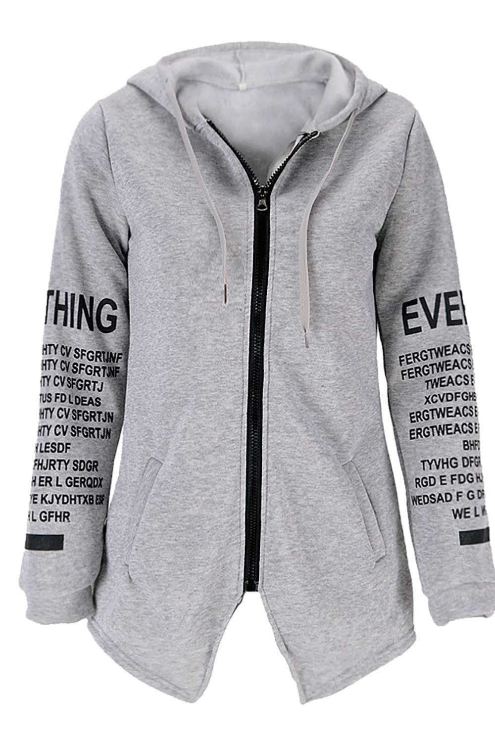 Iyasson Front Zip Long Sleeve Hoodie