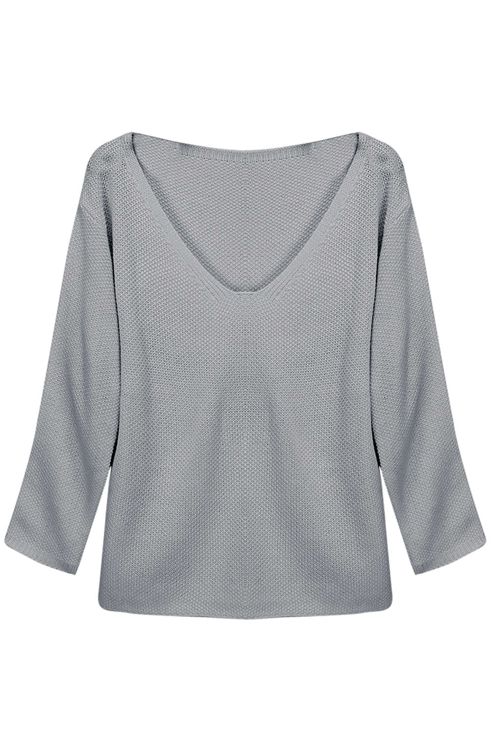 Iyasson Womens Solid V-Neck Knitted Pullover Spring Sweater