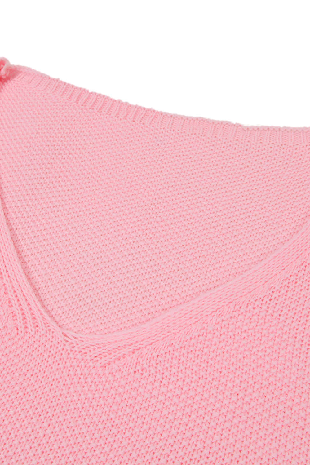 Iyasson Womens Solid V-Neck Knitted Pullover Spring Sweater