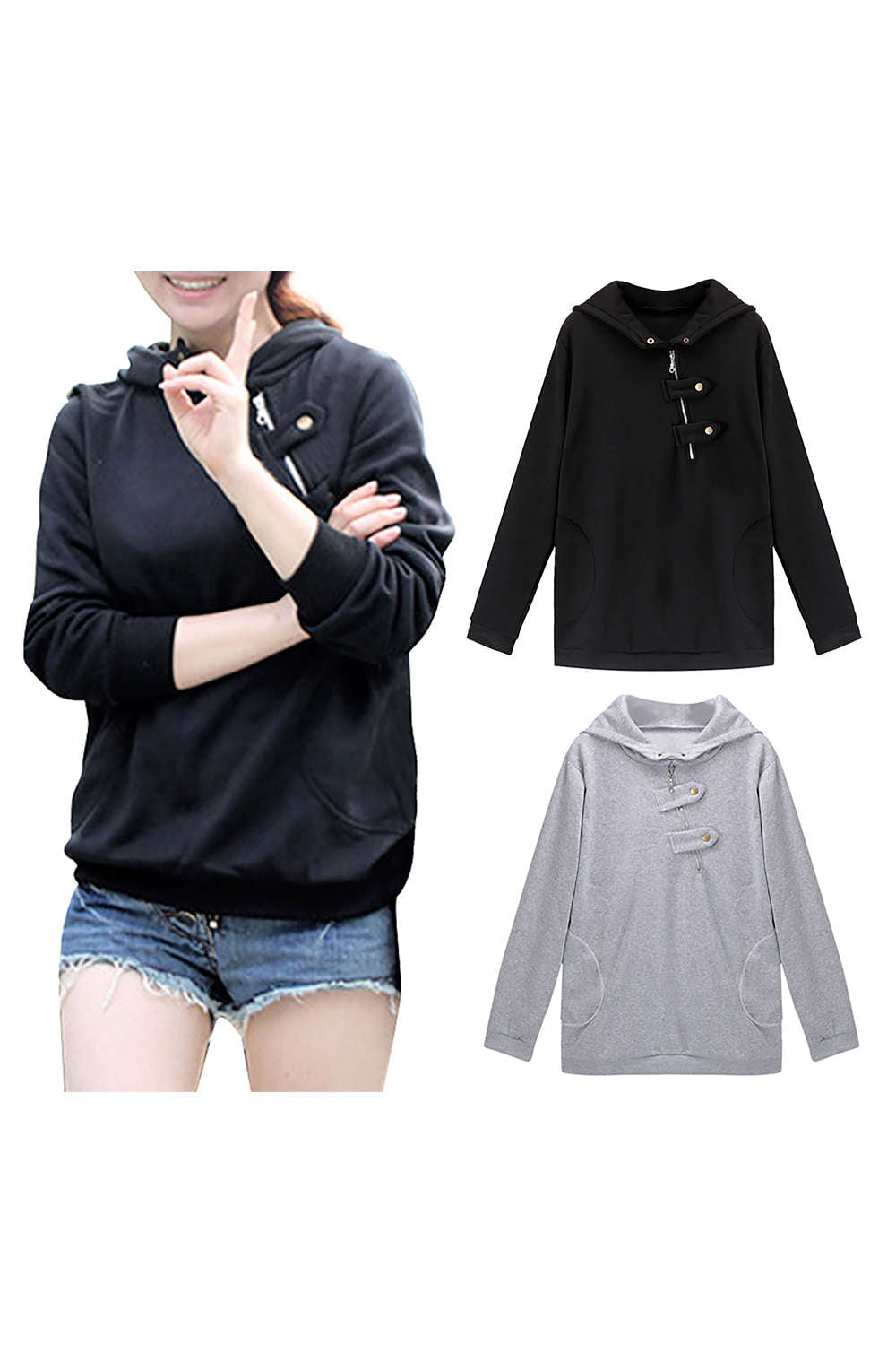 Iyasson Women Hoodie Coat Long Sleeve Jumper Sweatershirt