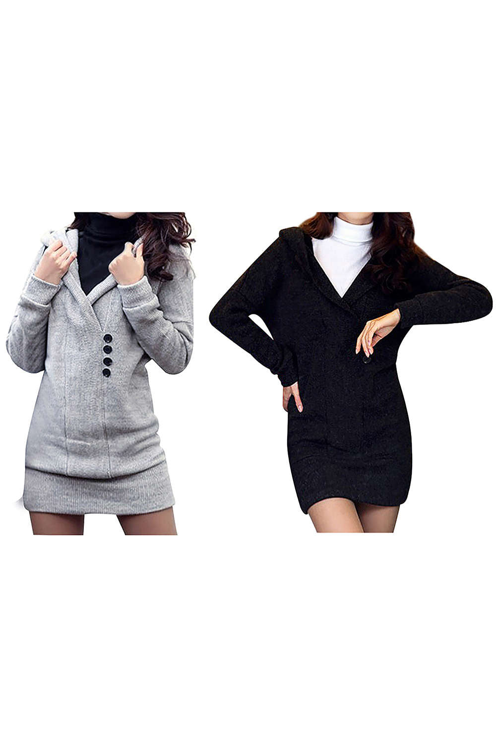 Iyasson Women's Autumn Long Sleeve Knitted Casual Sweater Hoodie