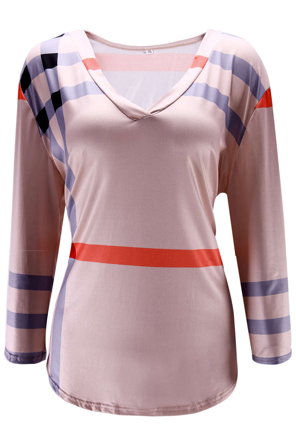 Iyasson Women's Plaid Print Hemden 3/4 Armel Bluse T-Shirt Oberteile Tops