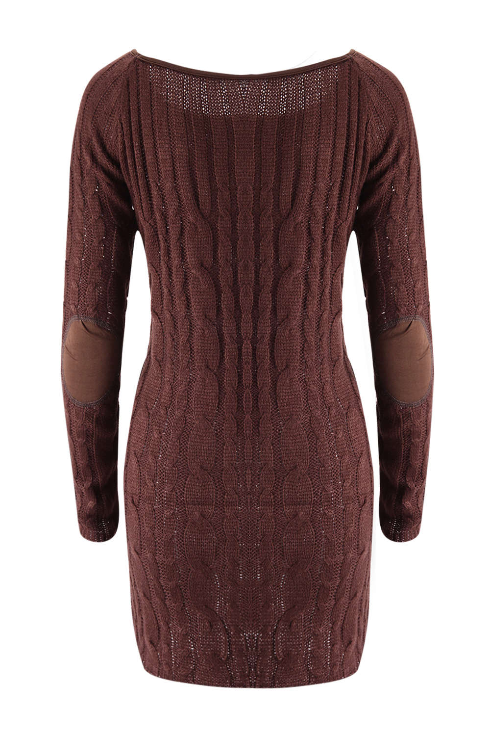 Iyasson Womens Long Sleeve Cowl Polo Neck Cable Knitted Jumper Mini Dress