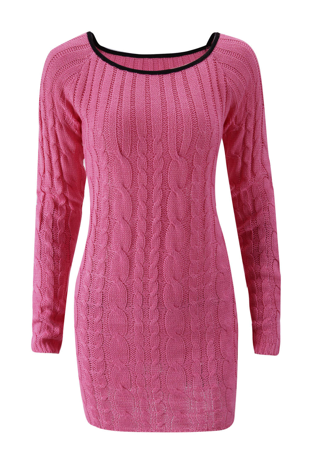 Iyasson Womens Long Sleeve Cowl Polo Neck Cable Knitted Jumper Mini Dress