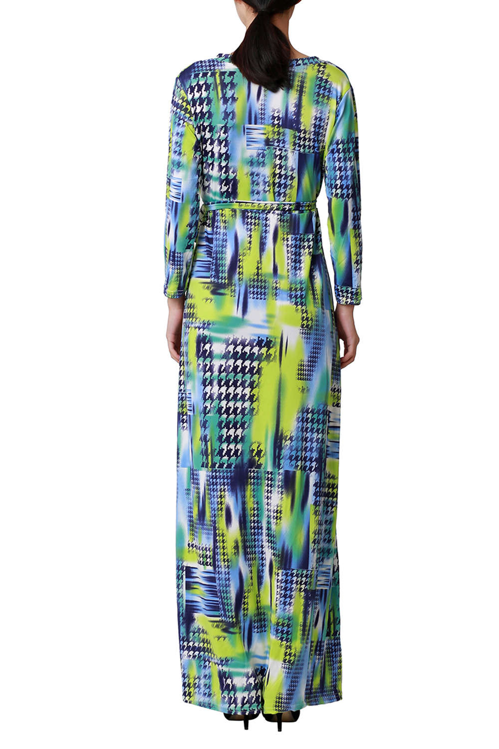 Iyasson Women Long Sleeve Print Long Slit Wrap Dresses