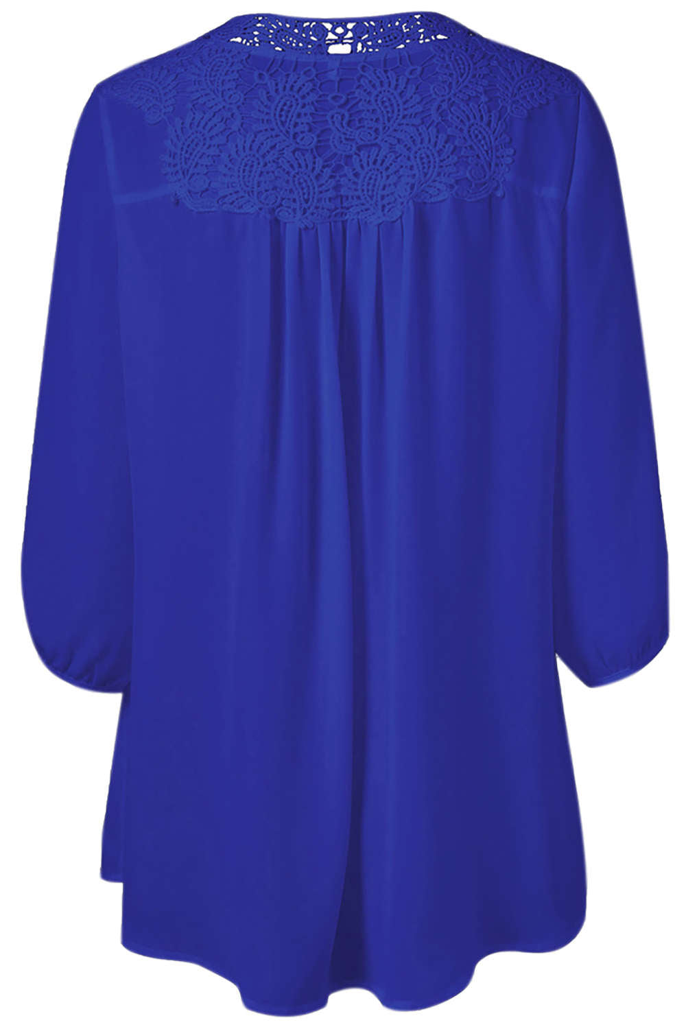 Iyasson Women's Stand Collar Lace Plus Size Tunic Blouse