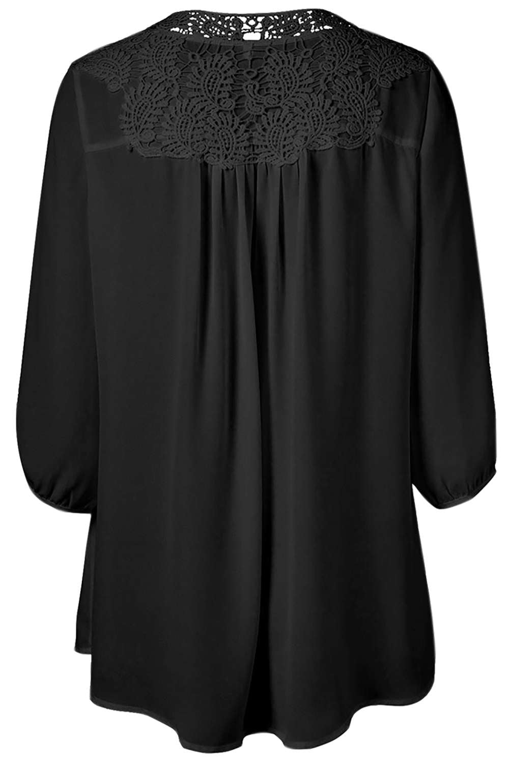 Iyasson Women's Stand Collar Lace Plus Size Tunic Blouse