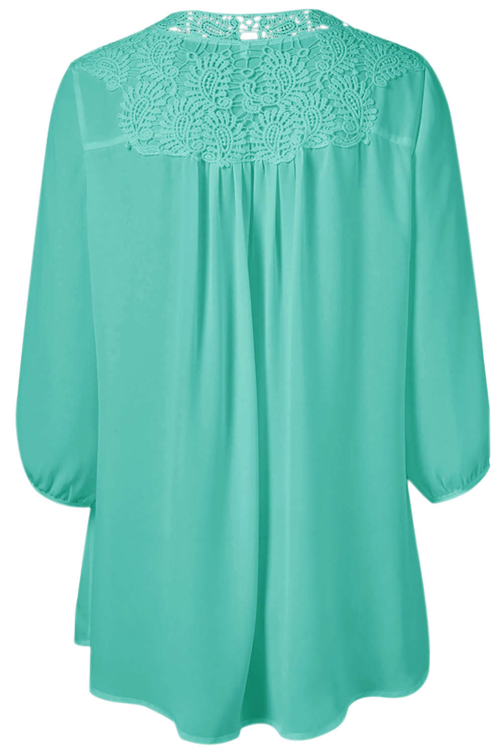 Iyasson Women's Stand Collar Lace Plus Size Tunic Blouse