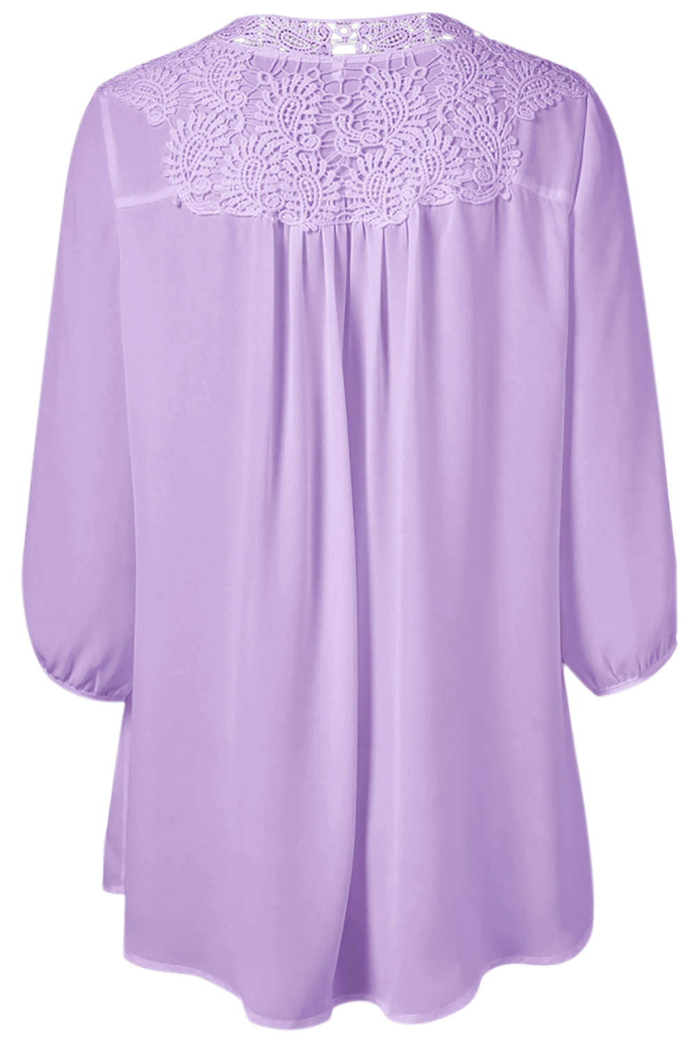 Iyasson Women's Stand Collar Lace Plus Size Tunic Blouse