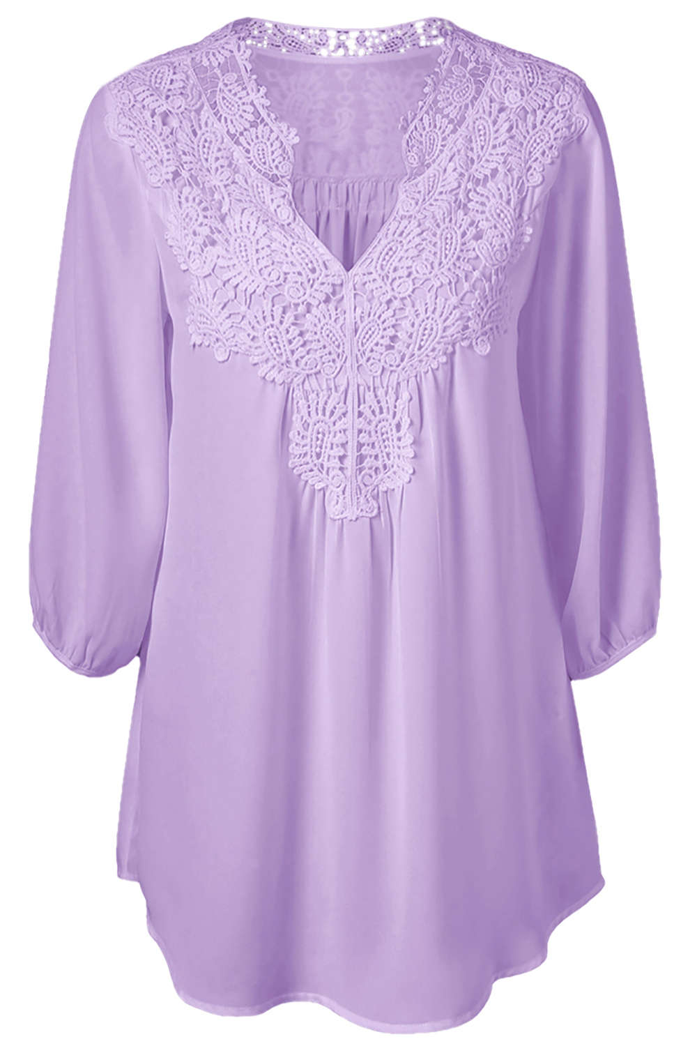 Iyasson Women's Stand Collar Lace Plus Size Tunic Blouse