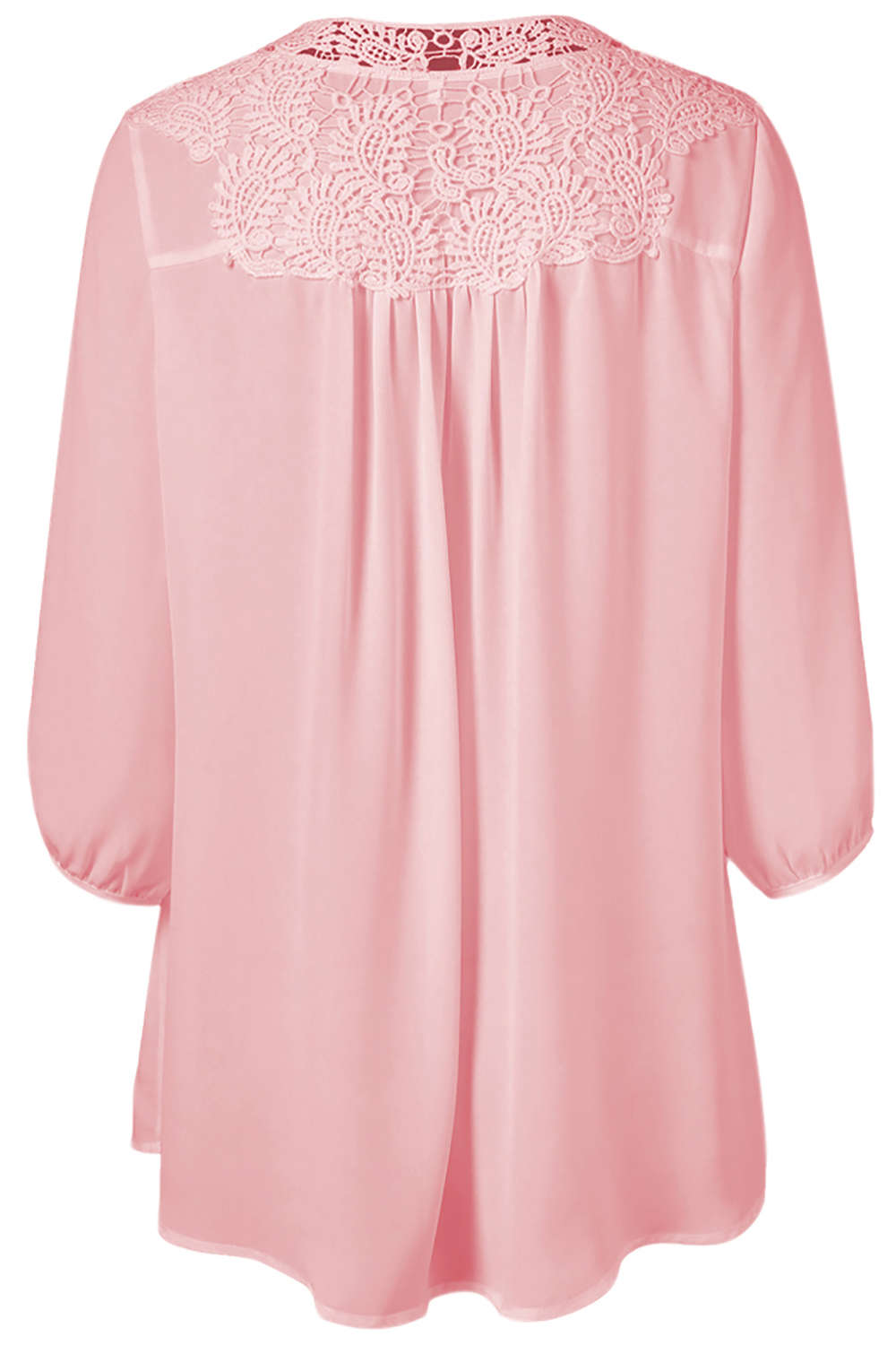 Iyasson Women's Stand Collar Lace Plus Size Tunic Blouse