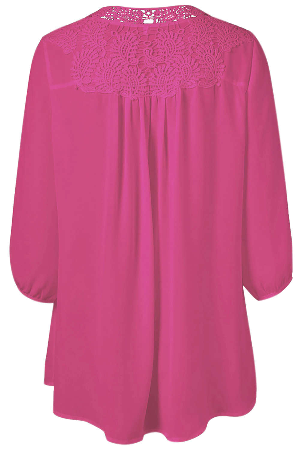 Iyasson Women's Stand Collar Lace Plus Size Tunic Blouse