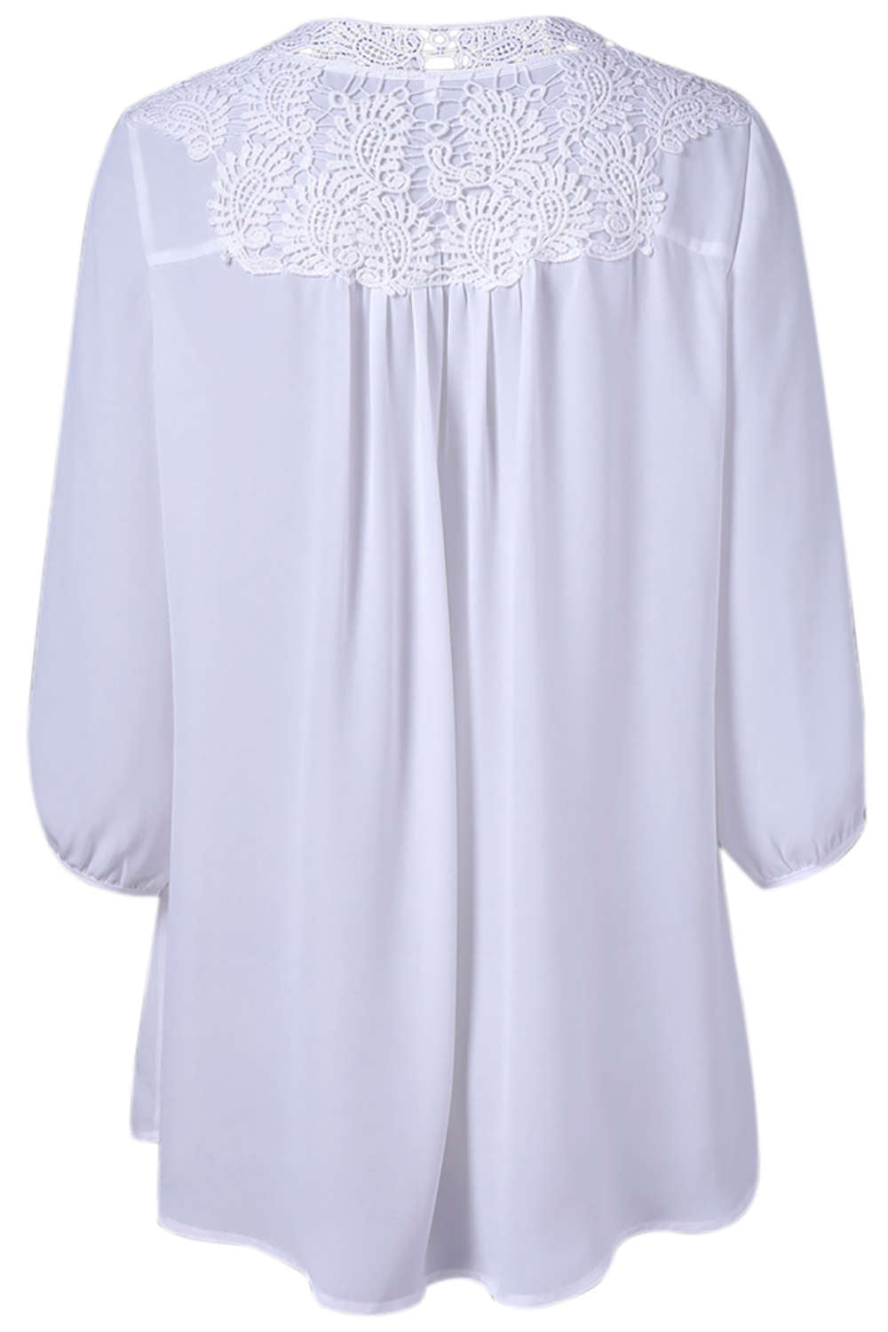 Iyasson Women's Stand Collar Lace Plus Size Tunic Blouse