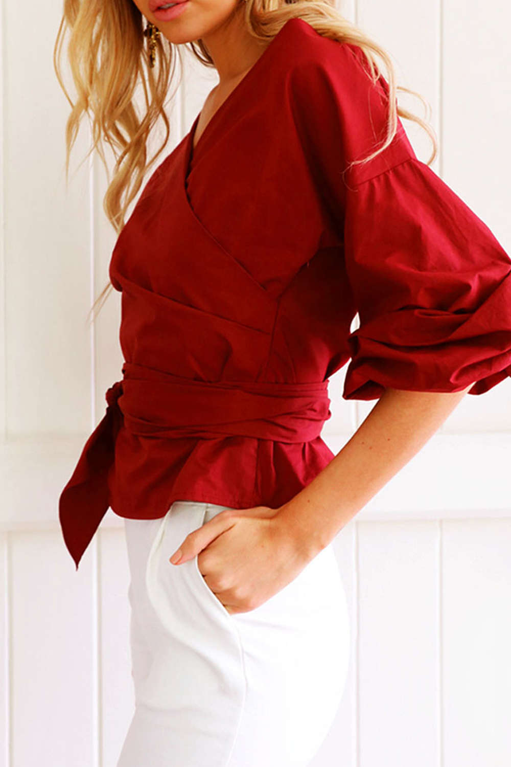 Iyasson Solid Color Cross Design Shirt