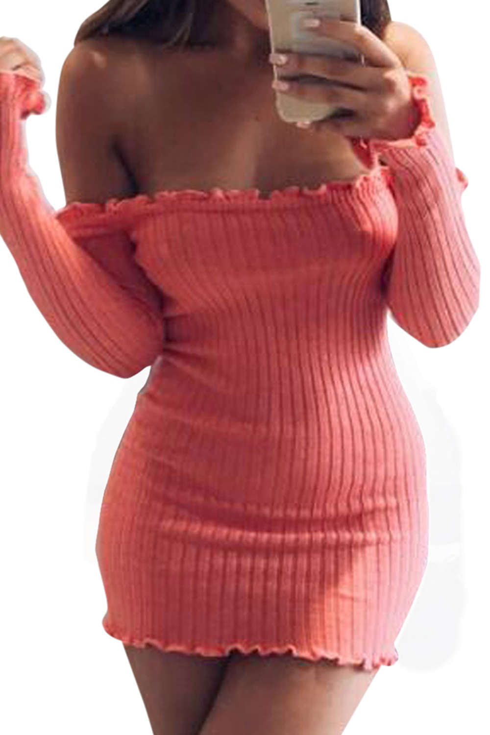 Iyasson Sexy Off Shoulder Bodycon Dress