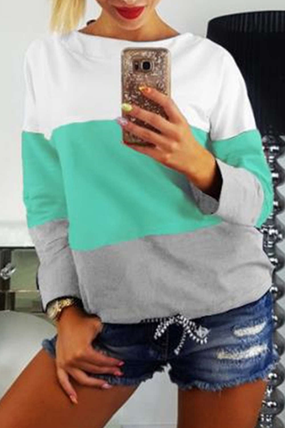 Iyasson Women's Color Block Sweatshirt