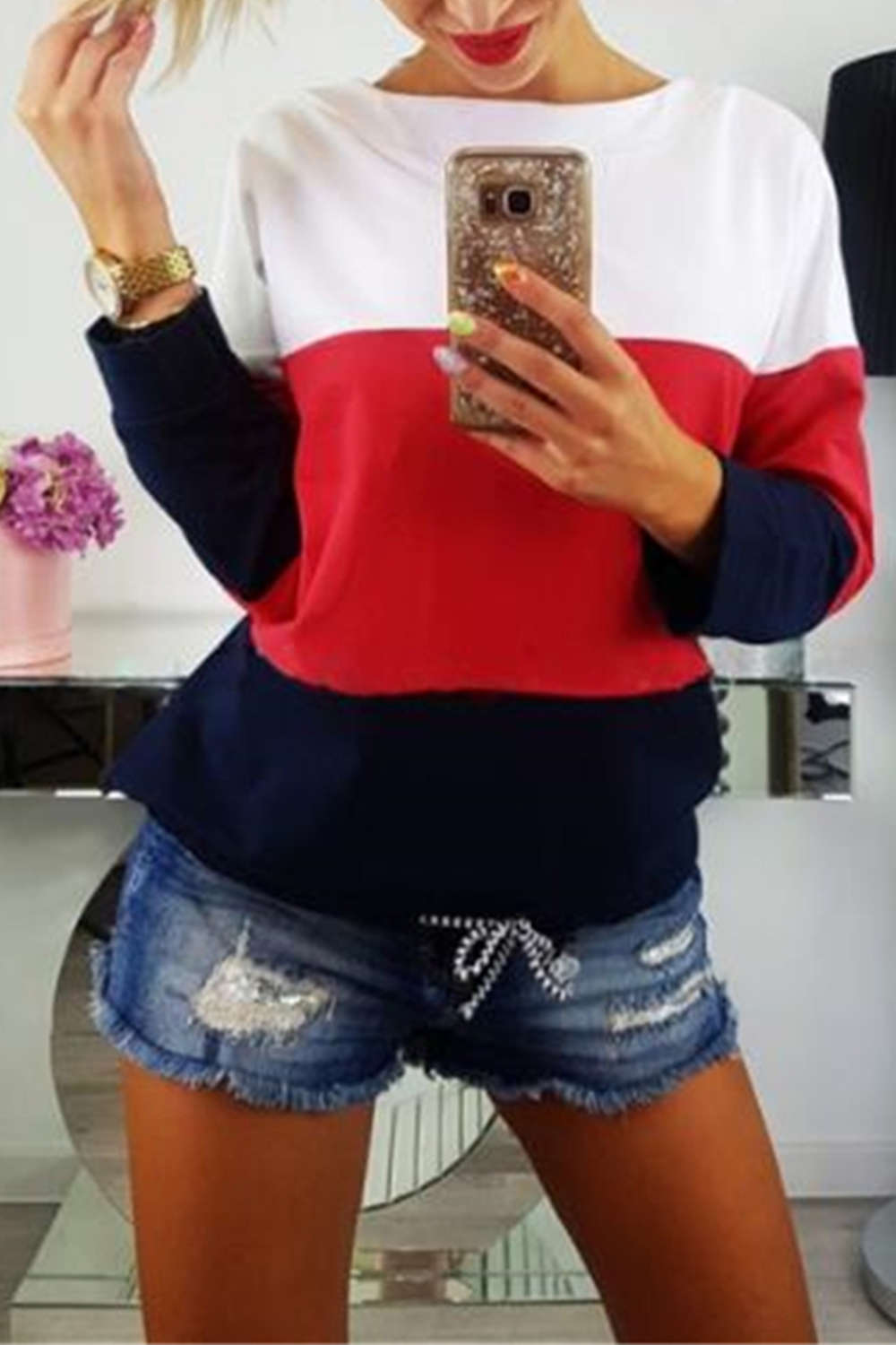 Iyasson Women's Color Block Sweatshirt